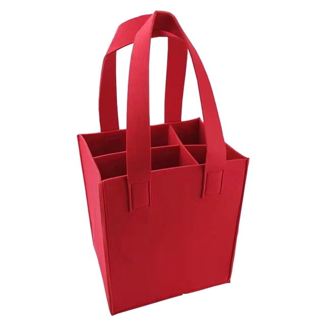 Inteprter Regalo para los amantes del vino Bolso protector del vino de la cerveza de la capacidad grande de la bolsa del vino del fieltro Almacenamiento y organización del hogar Rojo