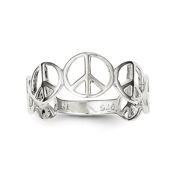 Sterling Silver Polished Peace Ring - 1.7 Grams - Size 8 - Measures 2mm Wide