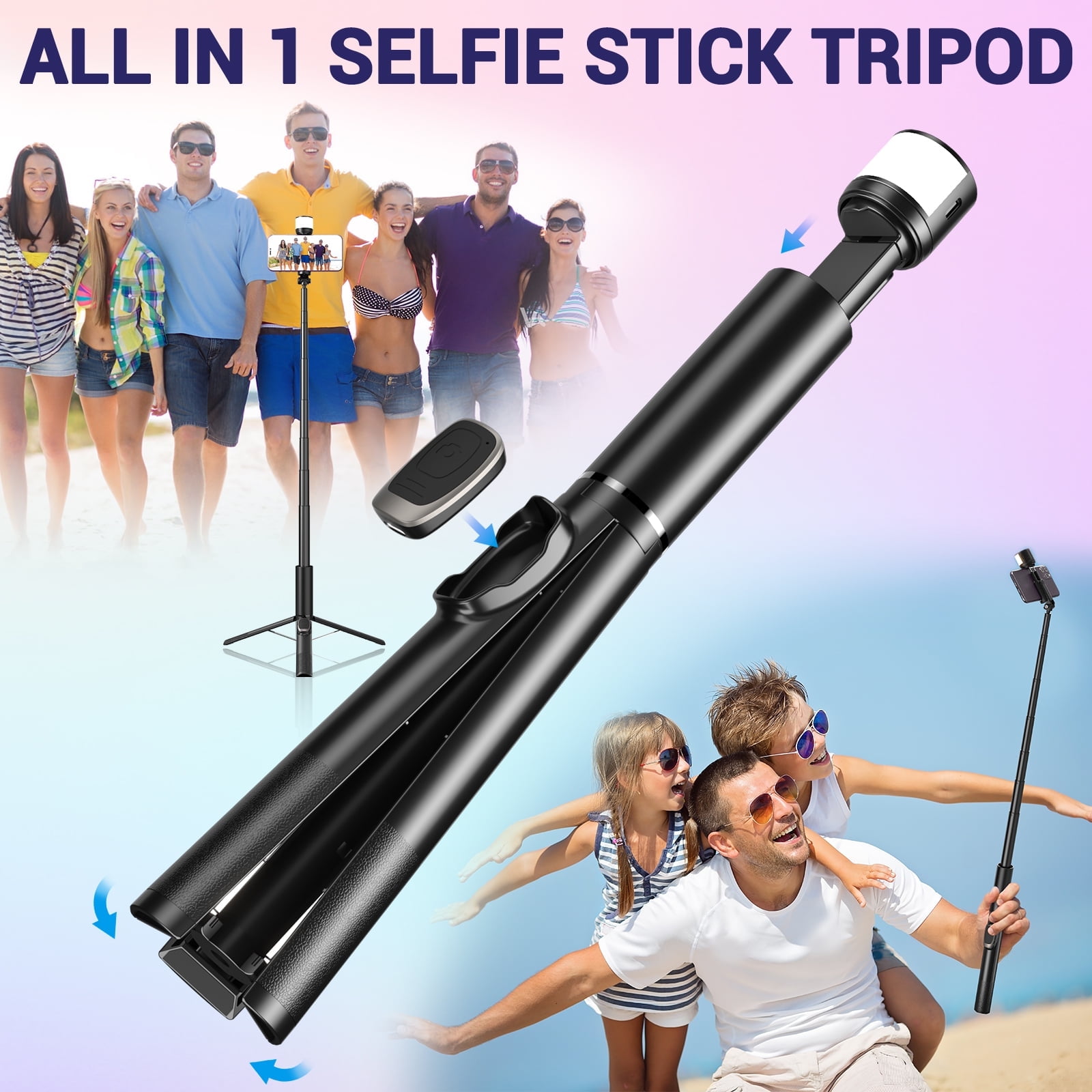 Avoalre 67" Tripod for iPhone with RGB Light, Adjustable Phone Tripod for 4.7"-7",Extendable & Compact Selfie Stick for iPhone/Android