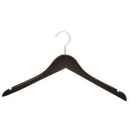 - Wood Top Hanger, Box of 25 Space Saving 17 Inch Flat Wooden Hangers w/ Espresso Finish & Brushed Chrome Swivel Hook & Notches for Shirt Jacket or Dress by International Hanger