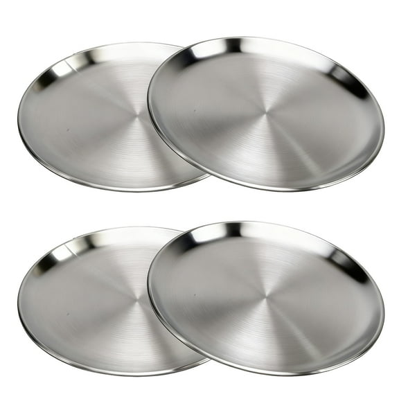 Stainless Steel Dinner Plates, 9 inch 304 Food - Grade Metal, Premium Dinner Plate Sets for Home Kitchen (4Pcs)