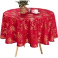 thumbnail image 1 of Nappe de Noël, Nappe de Noël Poinsettia pour l'Hiver, Nappes de Noël Rouges, Nappe Décorative de Noël pour Table, Cuisine, Salle à Manger, Vacances, Ronde de 60 Pouces, 1 of 5
