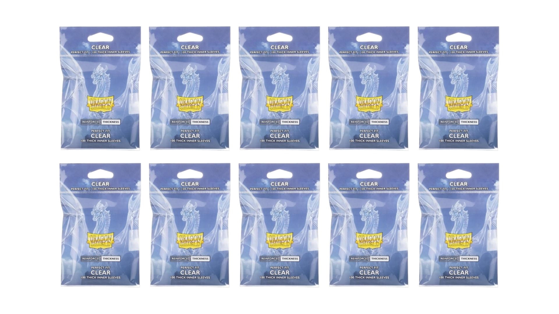 10 Packs Dragon Shield Thick Inner Sleeve Standard Size 100 ct Card Sleeves - Clear