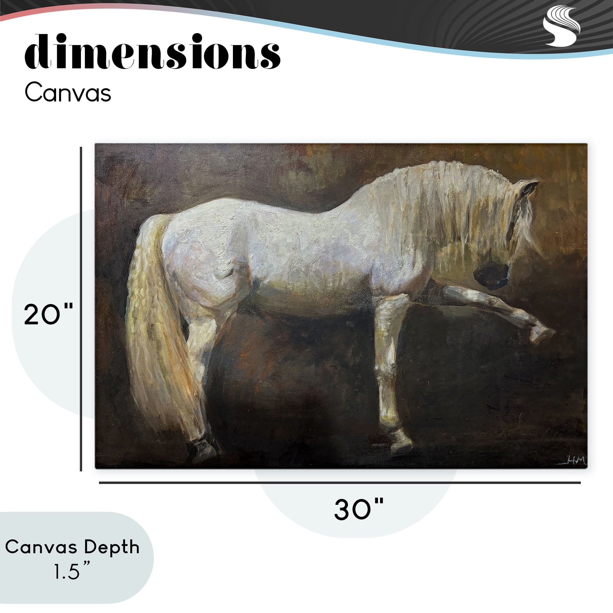 Stupell Industries Elegant White Stallion in Motion Canvas Wall Art, design by Hilary McCarthy