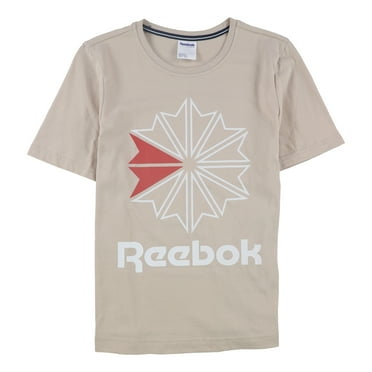 Reebok Womens Classics Big Logo Graphic T-Shirt, Beige, Large