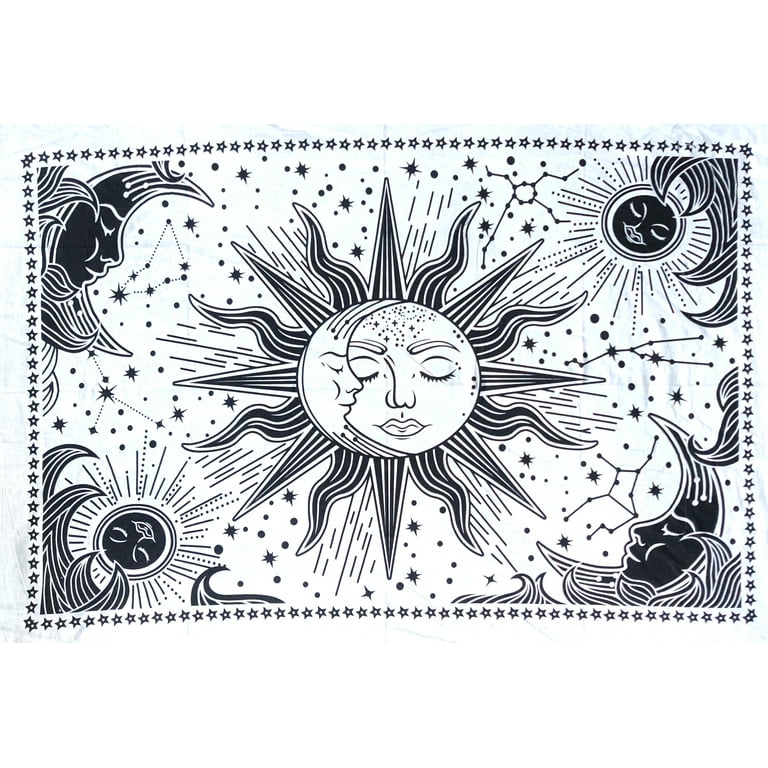 Sun and moon black and white tapestry new arrivals