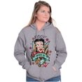 thumbnail image 3 of Betty Boop Bold Eagle Rose Tattoo Women Plus Size Zipper Hoodie Brisco Brands 2X, 3 of 5