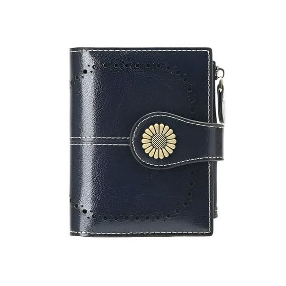 Cartera Xtellar Mujer, Corto Billeteras de Piel con Cremallera, Monedero Pequeño con Bloqueo RFID, Tarjetero con Ranuras de Identificación Color Negro