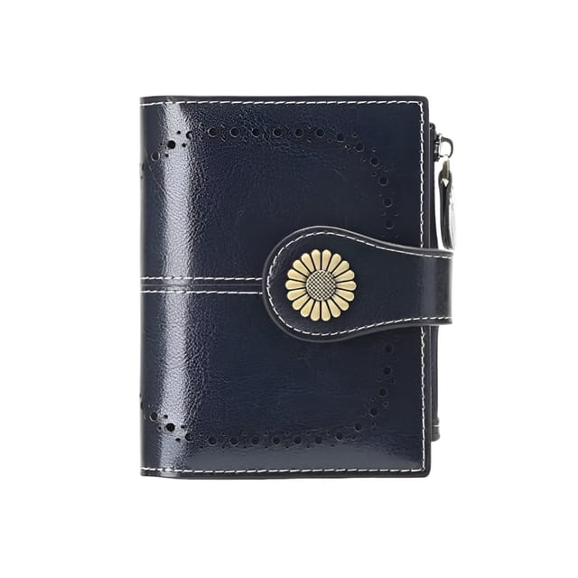 Cartera Xtellar Mujer, Corto Billeteras de Piel con Cremallera, Monedero Pequeño con Bloqueo RFID, Tarjetero con Ranuras de Identificación Color Negro