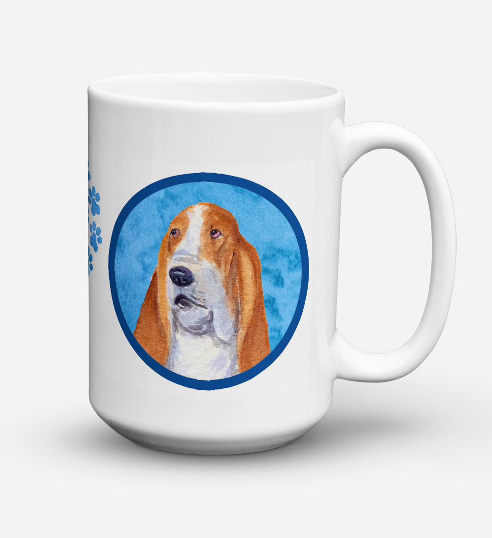 Basset Hound Dishwasher Safe Microwavable Ceramic Coffee Mug 15 ounce