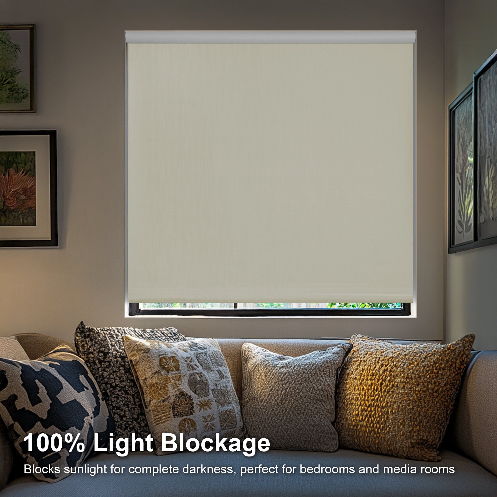 Chicology Textured Blackout Roller Shades | Cordless Light Filtering Window Blinds |51"W X 64"H| Decorative Privacy Shades for Home, Bedroom, Living Room, Kitchen | Easy Install | Ivory