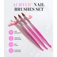 thumbnail image 2 of MelodySusie 3Pcs Nail Art Brush Set with Brush Holder, Sizes 8 10 14 for Acrylic Powder and Nail Extension, Pink-Silver, 2 of 8