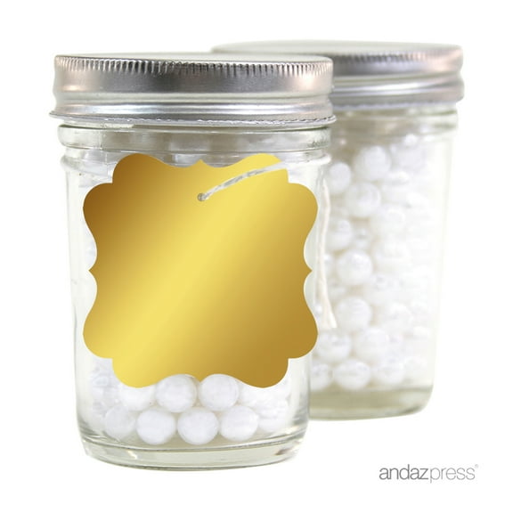 Solid Gold Gold Metallic Gold Fancy Frame Square Favor Gift Thank You Tags, 24-Pack