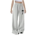 thumbnail image 2 of Xdegoge Tween Girls Wide Leg Sweatpants High Waisted Baggy Lounge Pants Drawstring Y2K Streetwear Joggers Casual Winter Warm Track Pants with Pockets, 2 of 4
