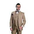 thumbnail image 2 of Statement Wide Leg Wool Suit Men's Tan DB Vest Florence By Alberto Nardoni Brand Designer, 2 of 3
