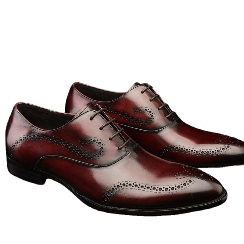 Super frist Mens Derby Leather Shoes Bullock Shoes with Hollow Carved Design for Elegant Look 