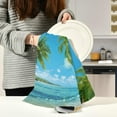 thumbnail image 6 of SKYSONIC Beach Plam Tree Kitchen Dish Towel Set of 1, Super Absorbent Soft Drying Cloth Tea Bar Towels, 28 x 18 Inch, 6 of 7