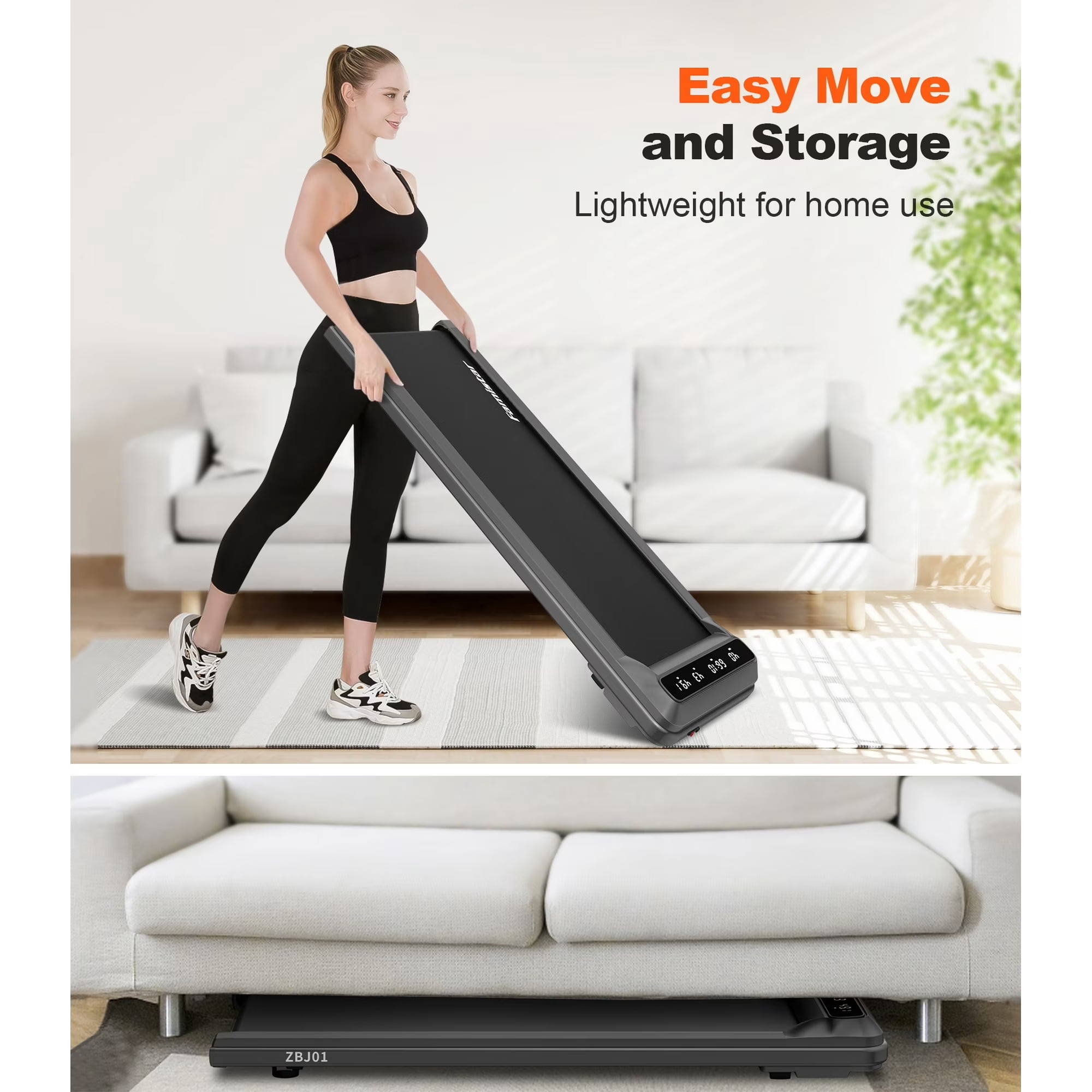 2.5HP Treadmill Walking Pad, 2-in-1 Portable Electric Exercise Treadmill, Under Desk Treadmill with Remote Control, 265LB Capacity, HiFi Bluetooth Speaker, 0.5-4Mph Speed, for Home & Office