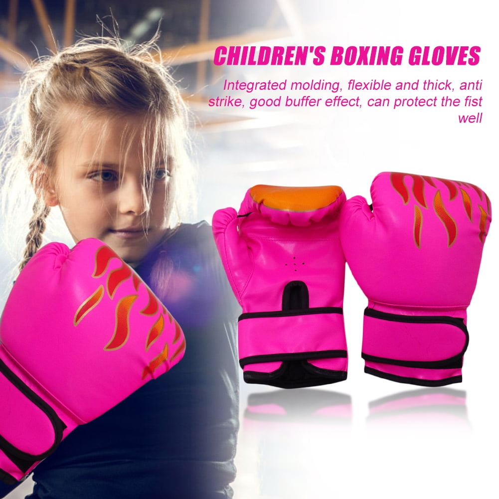 2pcs Boxing Training Fighting Gloves Kid Breathable Sparring Flame Gloves 