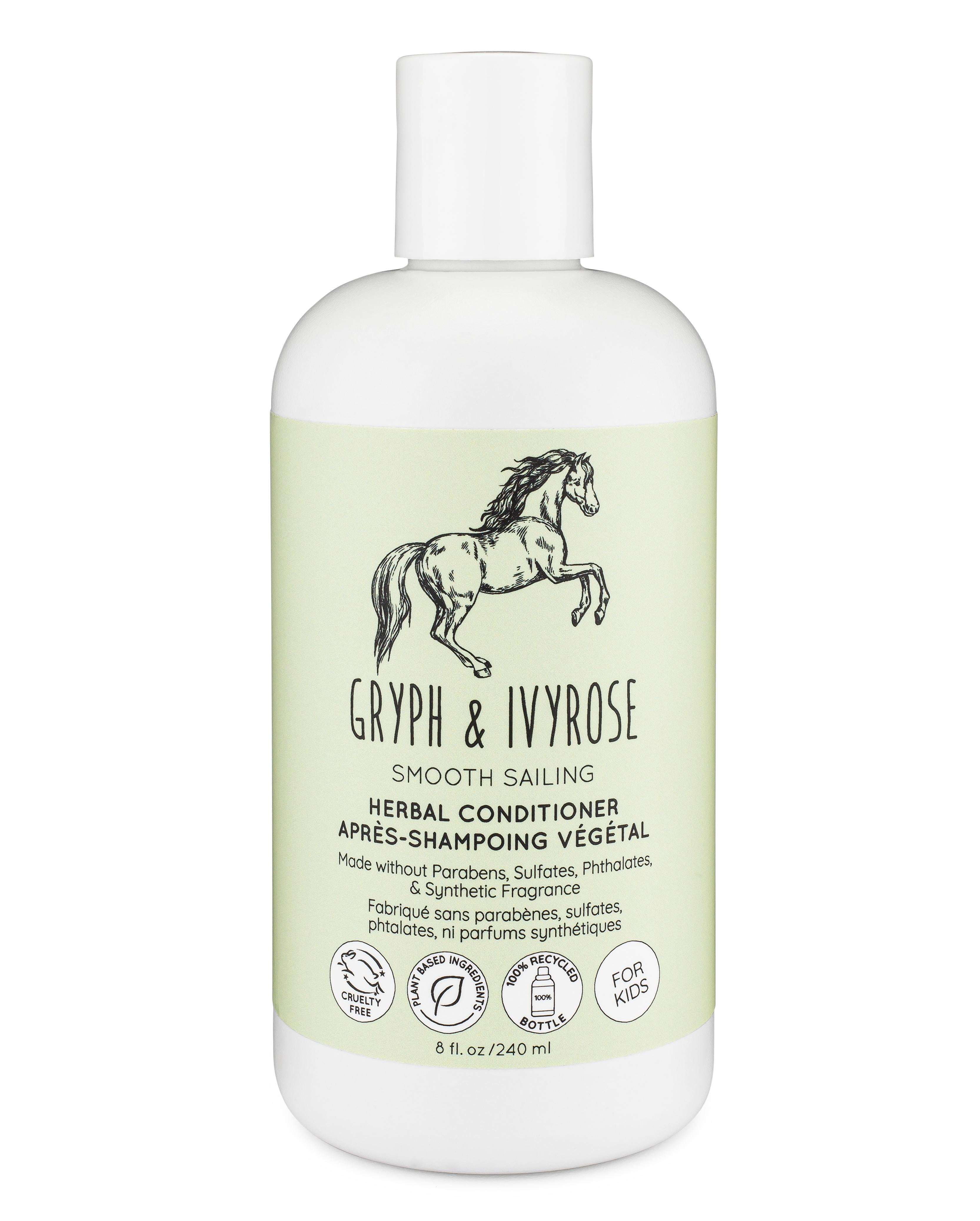 Gryph & IvyRose Smooth Sailing Herbal Hair Conditioner for Kids - All Natural, Sustainable, 8 Fl Oz