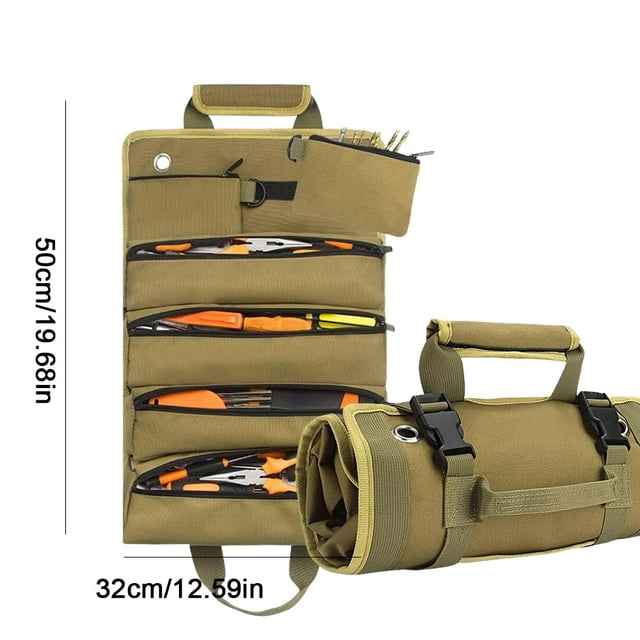 Bolsa de almacenamiento para acampada, bolsas de herramientas enrolladas multiusos, paquete de transporte de clavijas para tienda de campaña al aire libre, bolsa de almacenamiento plegable, viajes de