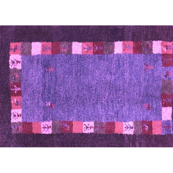 Ahgly Company Indoor Rectangle Abstract Purple Contemporary Area Rugs, 2' x 4'