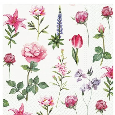 Keep Unique Flower Floral Paper Napkins, Luncheon Decoupage Napkin, Assorted Color, 20/pack