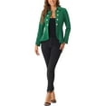 thumbnail image 2 of INSPIRE CHIC Women's Turn Down Collar Open Front High-Low Hem Gothic Peplum Blazer XS Dark Green, 2 of 6