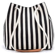 thumbnail image 1 of Bolso bandolera de rayas verticales en blanco y negro, 1 of 5