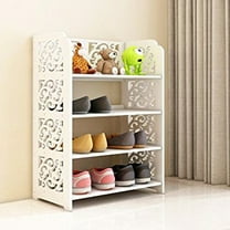 Zimtown 4-Tier Wood Plastic Storage Organizer Shelf Bookcase Display Rack for Adults & Child, White