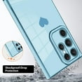 thumbnail image 2 of Compatible with Samsung Galaxy S23 Ultra 5G Case Cute Luxury Love Heart Plating Gold Bumper Upgraded Full Camera Protection Soft TPU Shockproof Anti-Scratch Phone Cover-Blue, 2 of 11