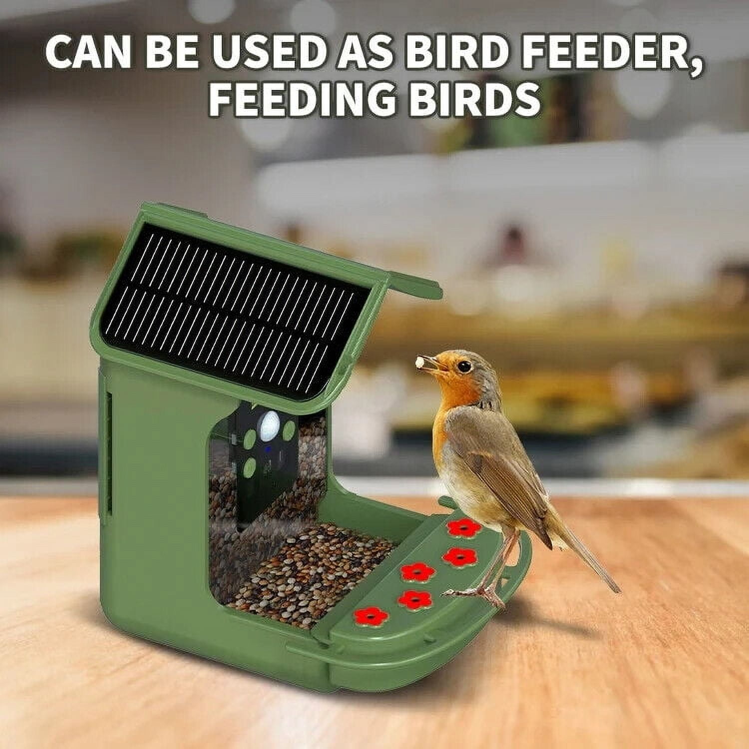 Dash ES-50W Smart Solar Bird Feeder with 1080p FHD Camera, Green