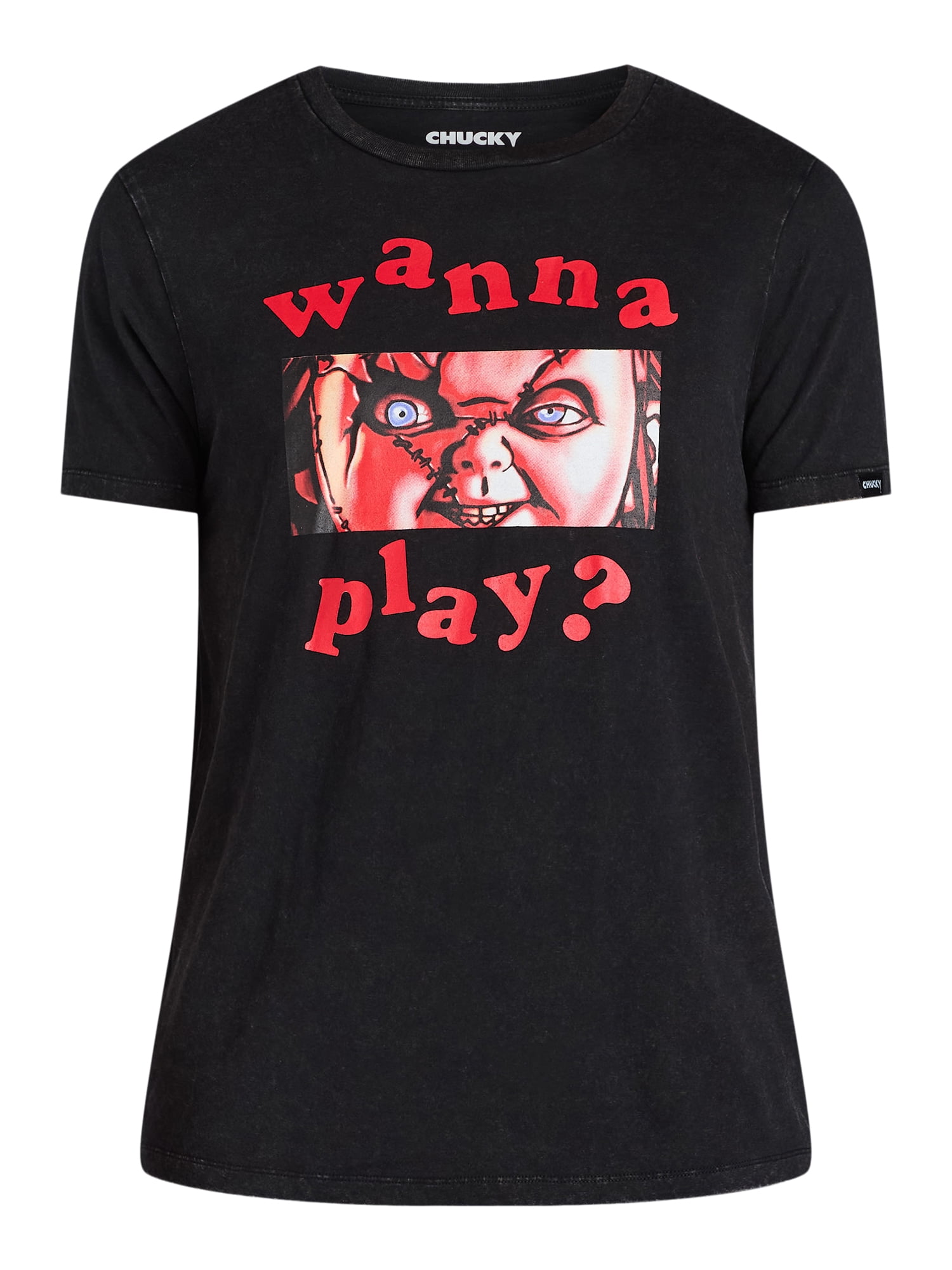 Child’s Play Chucky, Men's Wanna Play Graphic Tee with VHS Box Package, Sizes S-3XL