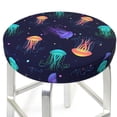 thumbnail image 3 of Honeii Sea Jellyfish Bar Stool Covers – Perfect Fit for 12" to 14" Round Stools, Crease-Resistant, Stretchy, Washable & Dustproof Seat Slipcovers-, 3 of 7