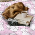 thumbnail image 2 of Cat Blanket Flannel Throw Blankets Cozy Soft Plush Fuzzy Travel Blanket, Cute Home Decor Stuff, Birthday Christmas Cat Gifts for Women Men Teen, 50"x60" (Pink White), 2 of 6