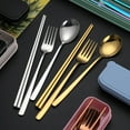 thumbnail image 6 of SPRING PARK 5Pcs/Set Portable Lunch Utensils Set for Work Office School, 304 Reusable Stainless Steel Flatware Cutlery Set with Case, 6 of 7
