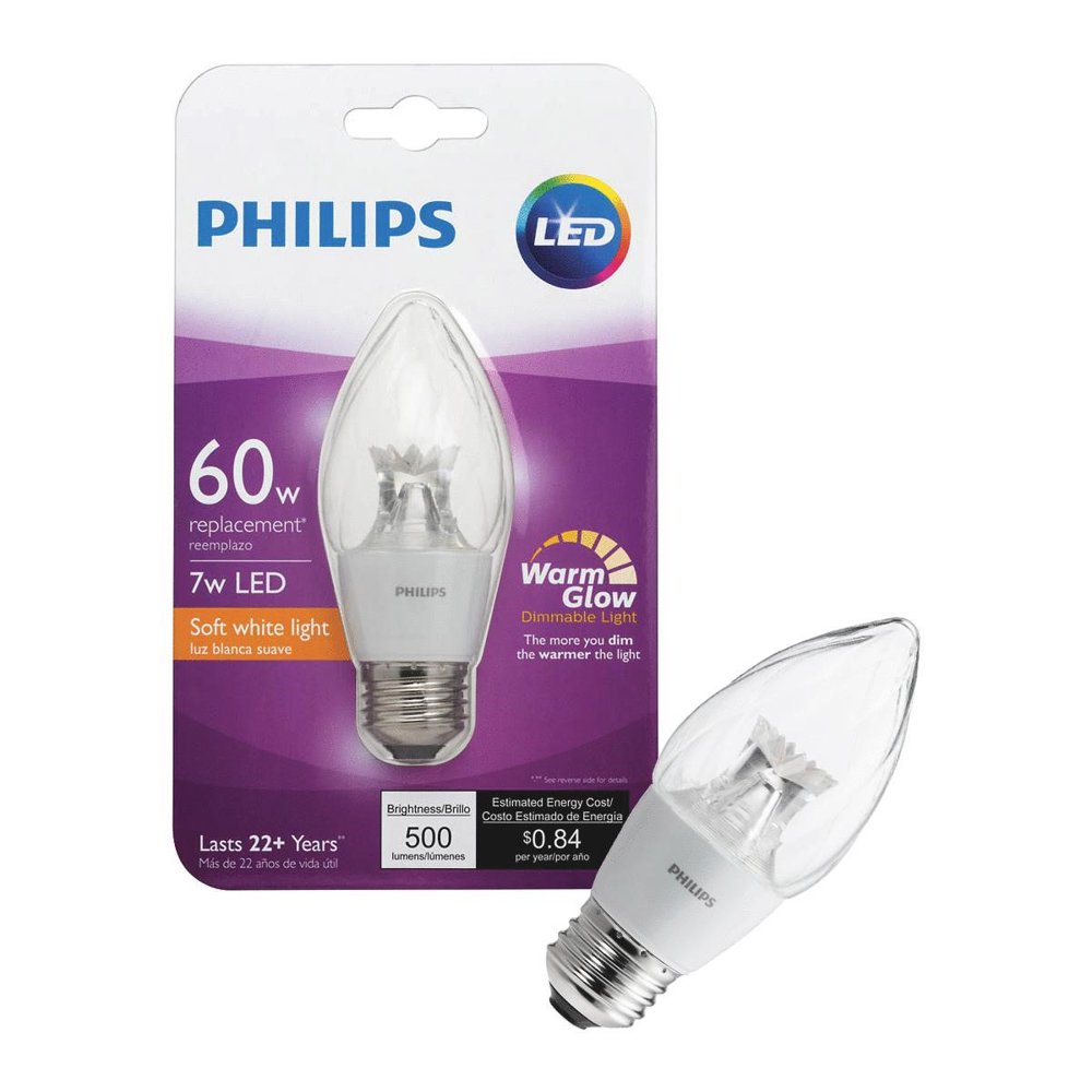 Philips LED Dimmable Candelabra Light Bulb, F15, Soft White with Warm