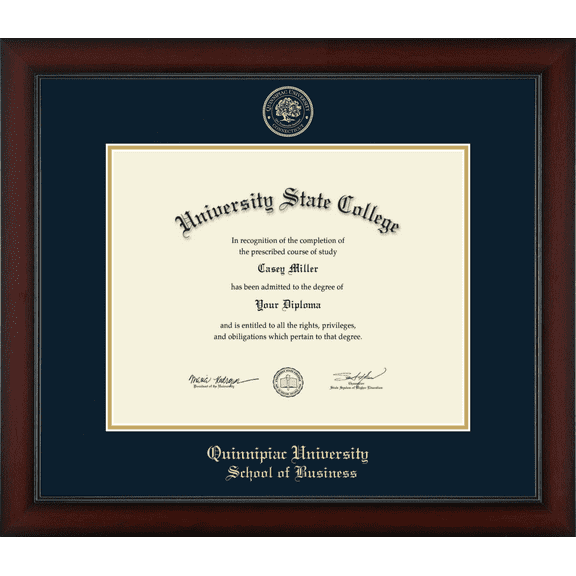 Quinnipiac University School of Business Diploma Frame, Document Size 14" x 11"