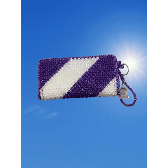 Girls women purse, bead, best gift, purple and white