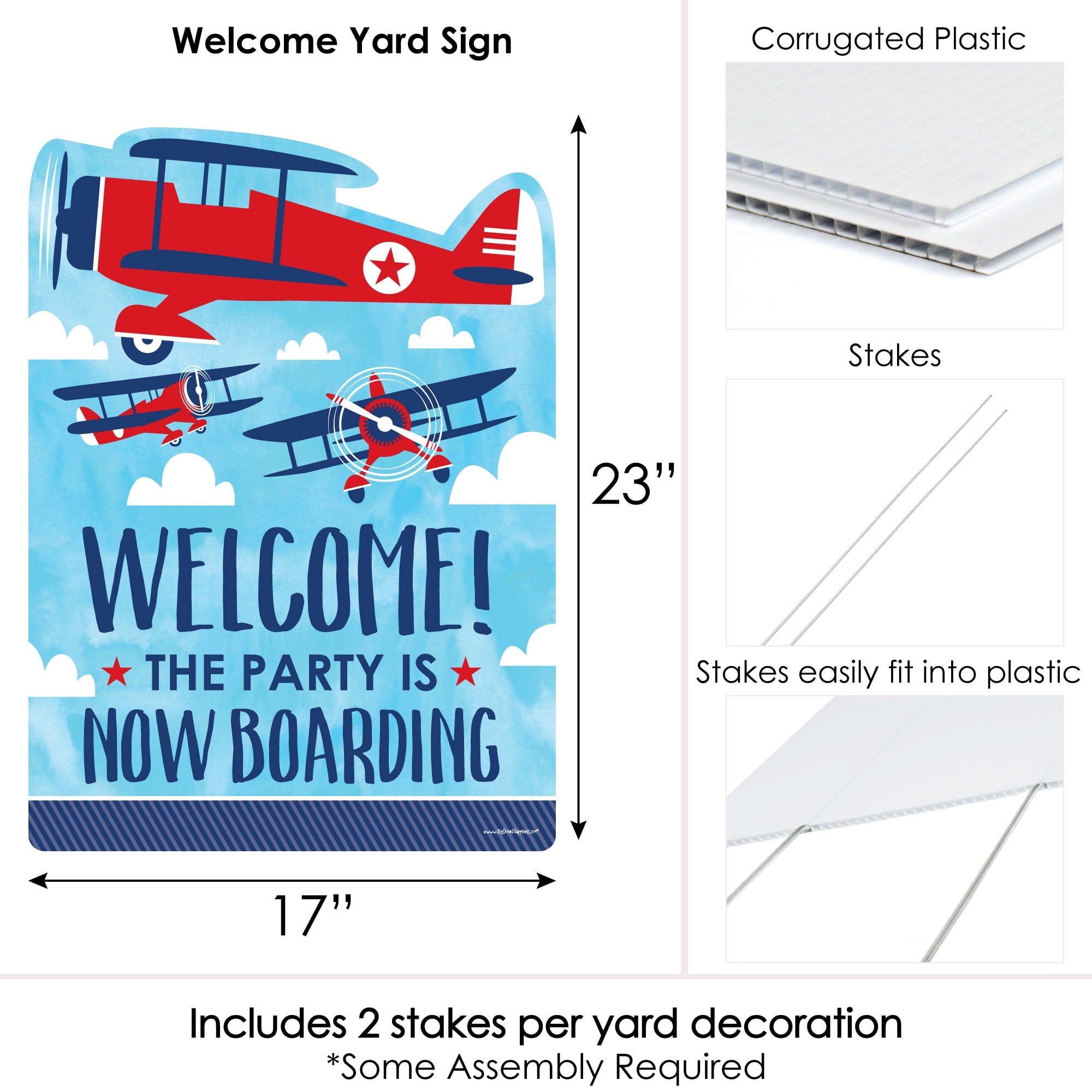 Big Dot of Happiness Taking Flight - Airplane - Party Decorations - Vintage Plane Baby Shower or Birthday Party Welcome Yard Sign