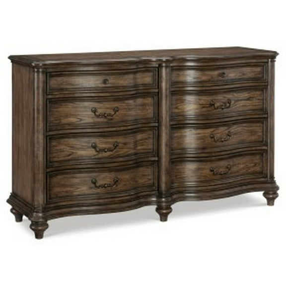 Benjara Deborah 68 Inch Dresser, 8 Drawers, Knobs and Drop Handles, Brown Wood