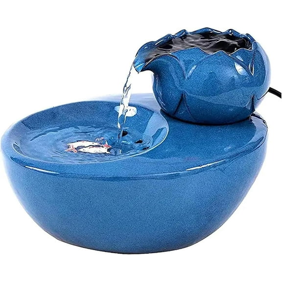 Ceramic Pet Water Fountain, 1L USB Ceramic Automatic Circulating Pet Drinking Fountain with Ultra-Quiet Pump and Replacement Filters, Over-Power Protection, splash-proof design, for Cat and Small Dog