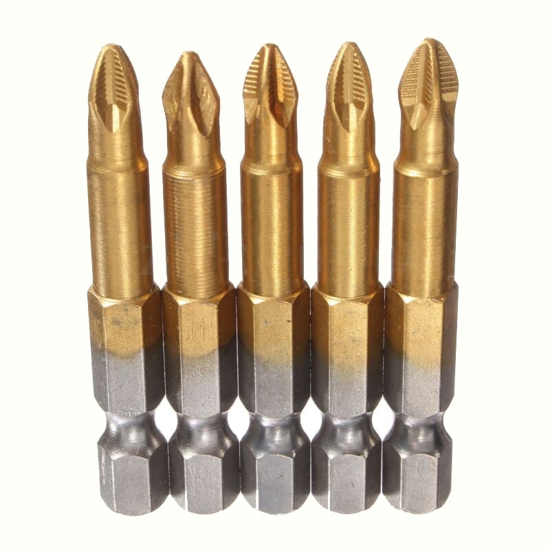 5pcs 50mm Length NonSlip Screwdriver Bits Titanium Coated Drive Bit