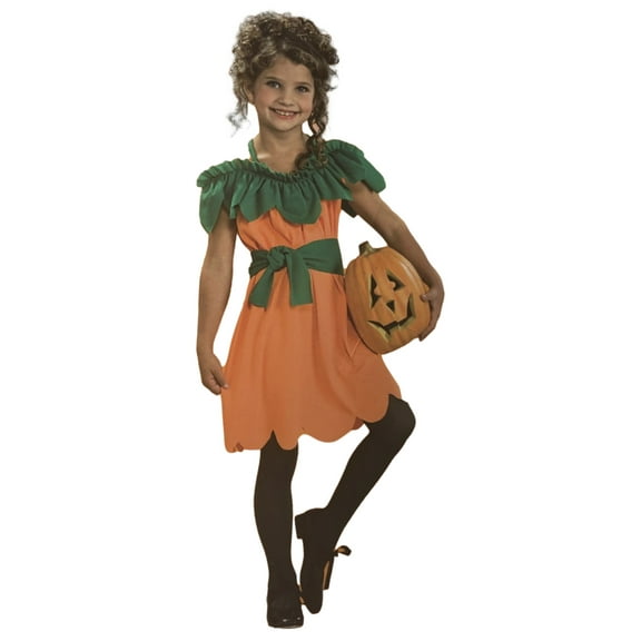 Girls Orange & Green Pumpkin Princess Costume Dress Medium (7-8)