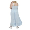 thumbnail image 2 of TOMMY HILFIGER Womens Light Blue Smocked Lined Tiered Pullover Striped Sleeveless Square Neck Maxi Fit + Flare Dress Plus 2X, 2 of 5