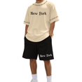 thumbnail image 1 of SHIXIAOO Costumes pour Hommes Tenues Décontractées pour Usage Quotidien Ensemble T-Shirt Col Rond Élégant avec Design Imprimé pour Mode de Rue en Été Kan Sui Ensemble Veste et Pantalon Slim Fit 3 Pcs, 1 of 4