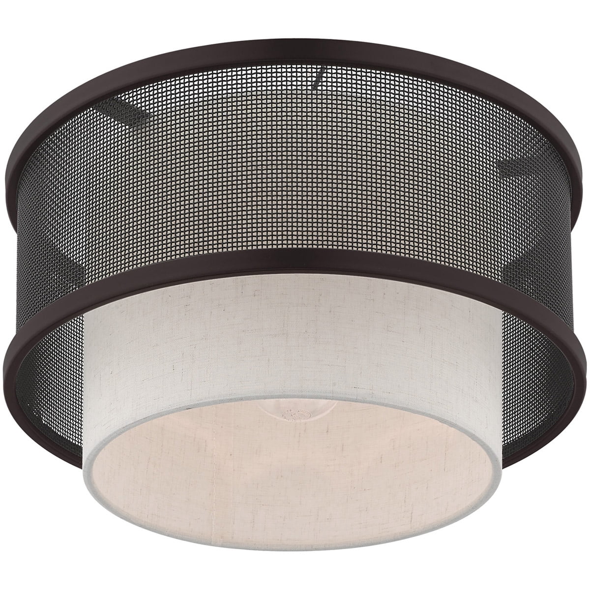 1 Light Bronze Ceiling Light fixture with Bronze Stainless Steel Mesh Shade