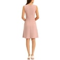 thumbnail image 3 of INSPIRE CHIC Women's Wear to Work Solid Color Sleeveless A-Line Flared Midi Dresses L Pink, 3 of 6