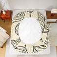 thumbnail image 5 of Manfei Leaf Plant Botanical Queen Sheet Sets, Beige Cartoon Flat Sheet, Chic Modern Fashion Queen Fitted Sheet, Lightweight Room Decor, 4pcs, 5 of 7