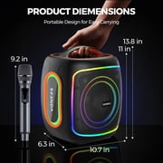 Seenda Karaoke Machine with Bluetooth & 2 Wireless Microphones, IPX5 Waterproof Portable PA System with RGB Lights for Indoor/Outdoor Parties